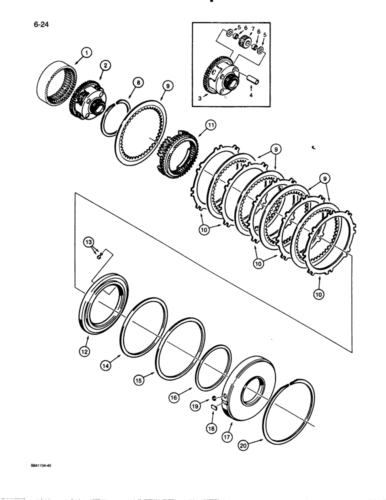 Схема запчастей Case W30 - (6-24) - ALLISON TRANSMISSION, LOW CLUTCH AND PLANETARY (06) - POWER TRAIN