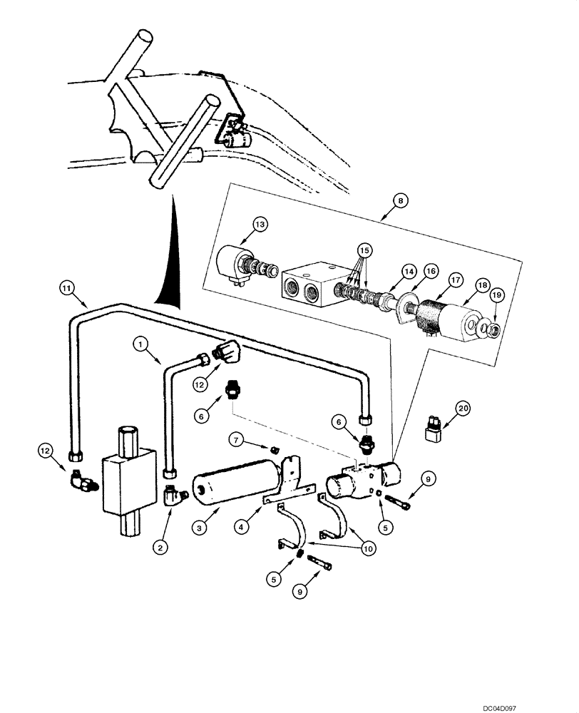 Схема запчастей Case 885 - (08.08[00]) - BLADE HYDRAULIC CIRCUIT - SIDE SHIFT ACCUMULATOR (08) - HYDRAULICS