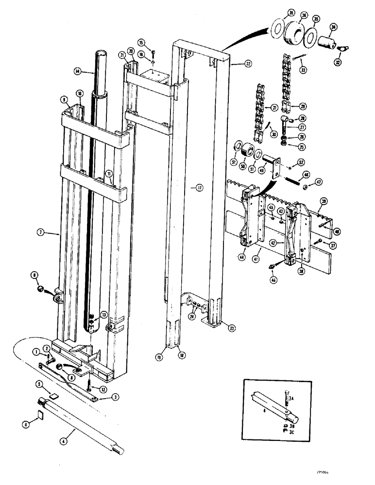 Схема запчастей Case 580 - (20) - MAST AND RELATED PARTS (21-1/2 FOOT) 4000 LB. LIFT CAPACITY, LATE PRODUCTION (83) - TELESCOPIC SINGLE ARM