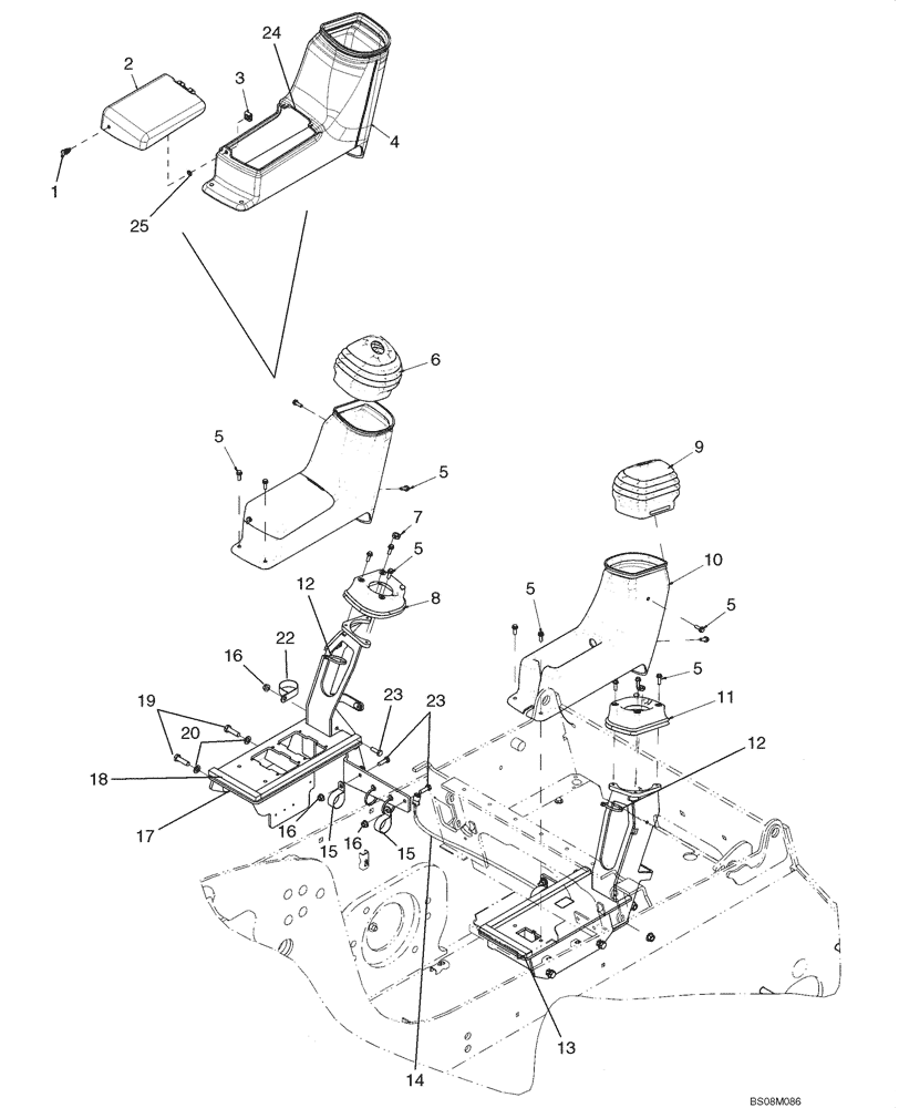 Схема запчастей Case 445 - (09-18) - CONTROLLER - MOUNTING (PILOT CONTROL) (09) - CHASSIS