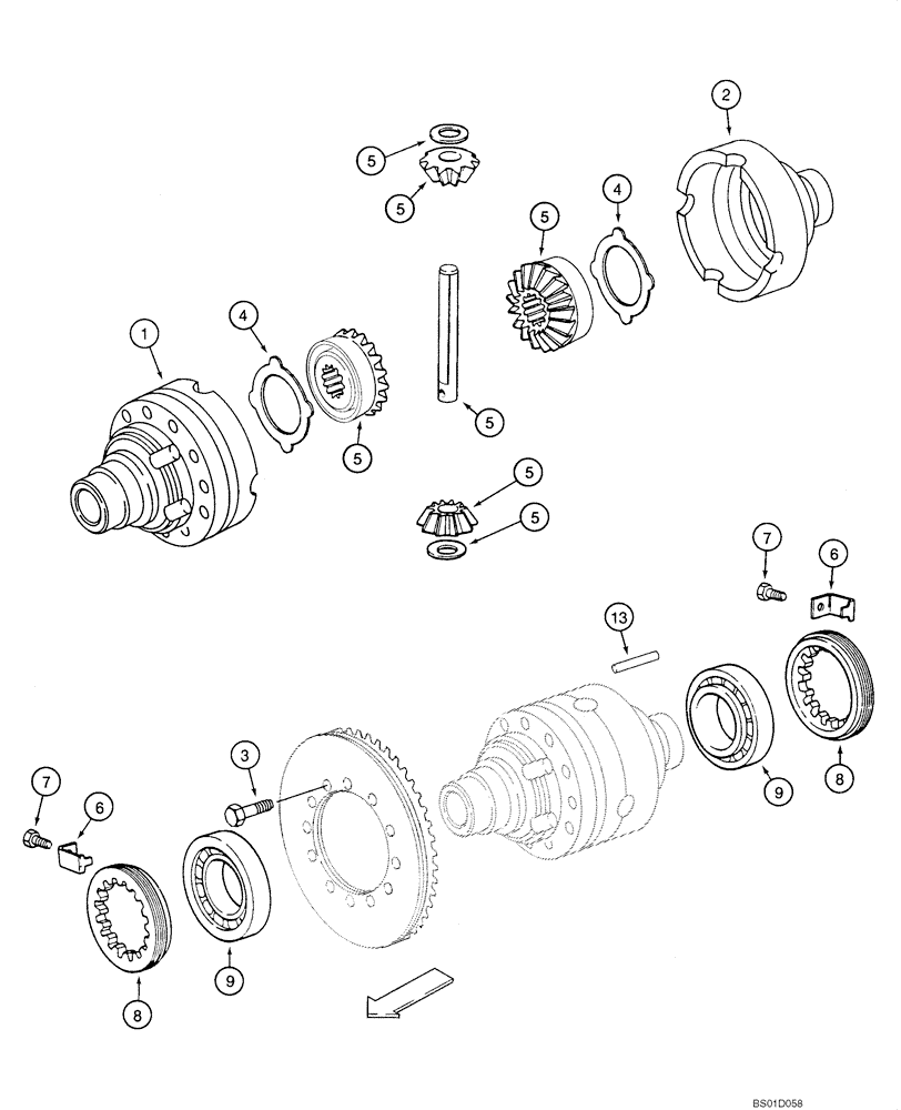 Схема запчастей Case 588G - (06-08) - AXLE, REAR DRIVE - DIFFERENTIAL (06) - POWER TRAIN