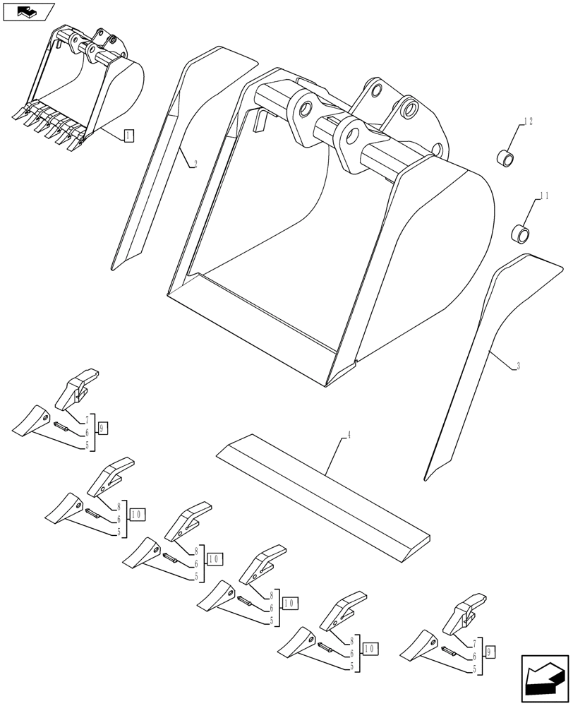 Схема запчастей Case 590SN - (84.100.07) - VAR - 423070 - BUCKET (84) - BOOMS, DIPPERS & BUCKETS