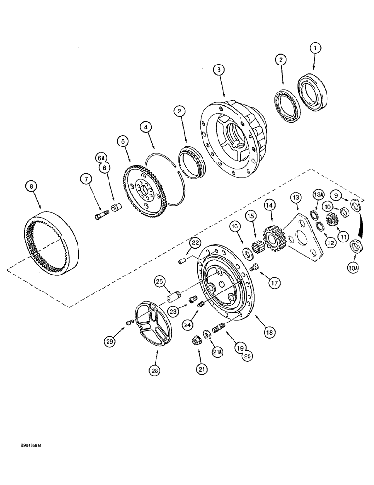 Схема запчастей Case 580SK - (6-50) - FRONT DRIVE AXLE, PLANETARY (06) - POWER TRAIN