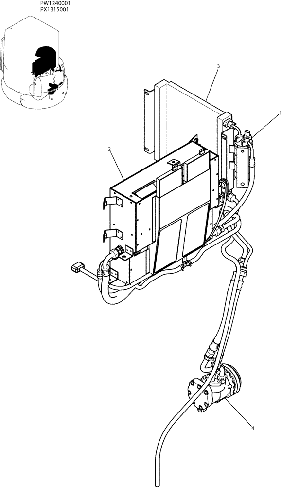 Схема запчастей Case CX36B - (05-017) - COOLER ASSY, P/N PW20M00022F1 (50) - CAB CLIMATE CONTROL