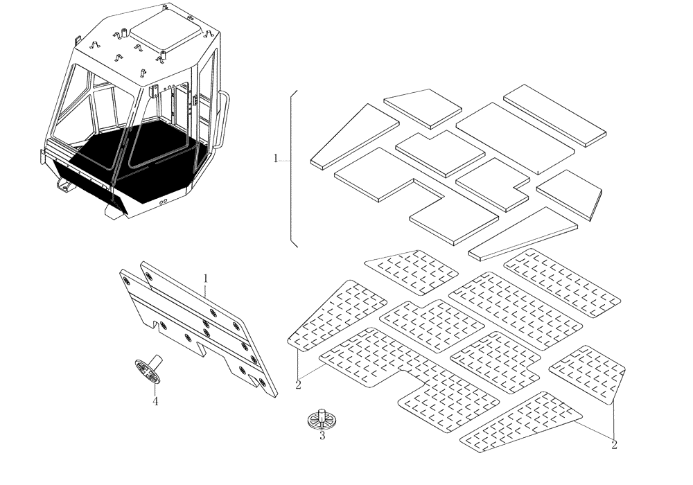 Схема запчастей Case 330 - (51A00011043[01]) - ROPS CAB - SOUND ABSORBING PANEL (10) - Cab/Cowlings