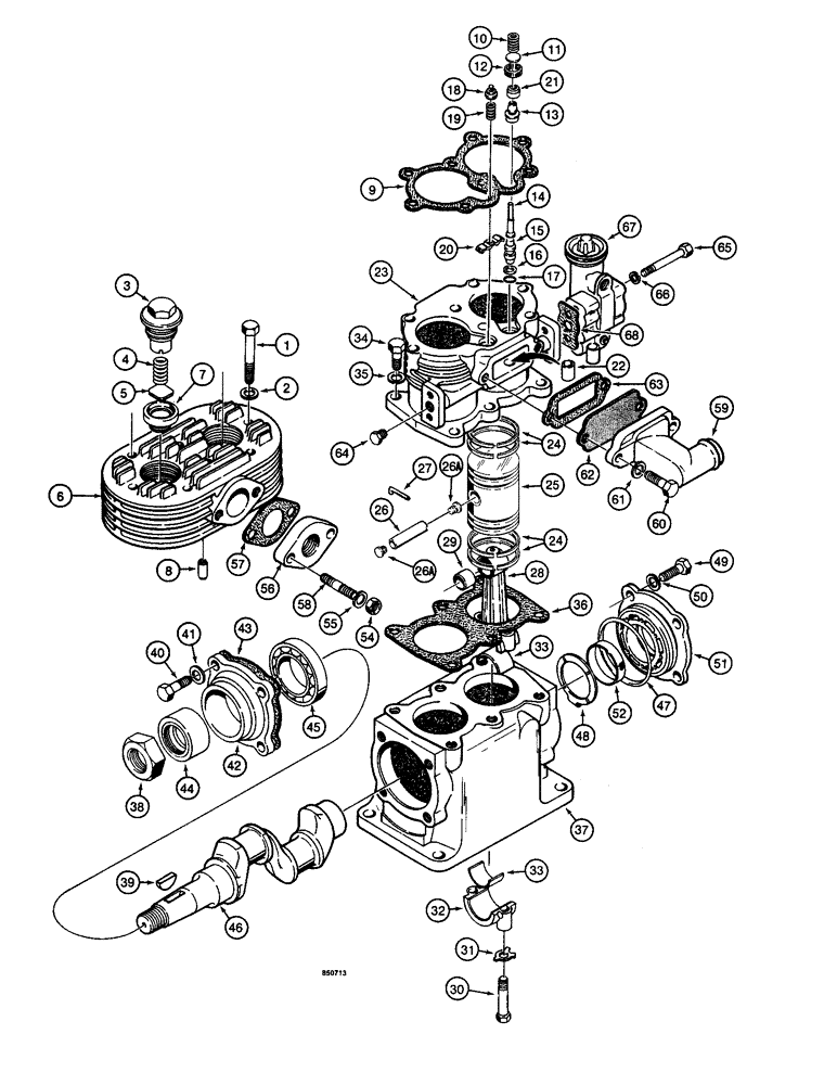 Схема запчастей Case W14 - (368) - L17683 AIR COMPRESSOR - AIR COOLED, CAST IRON BLOCK (07) - BRAKES