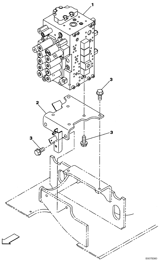 Схема запчастей Case CX240BLR - (08-060) - KBJ12711 CONTROL VALVE - SUPPORT (08) - HYDRAULICS