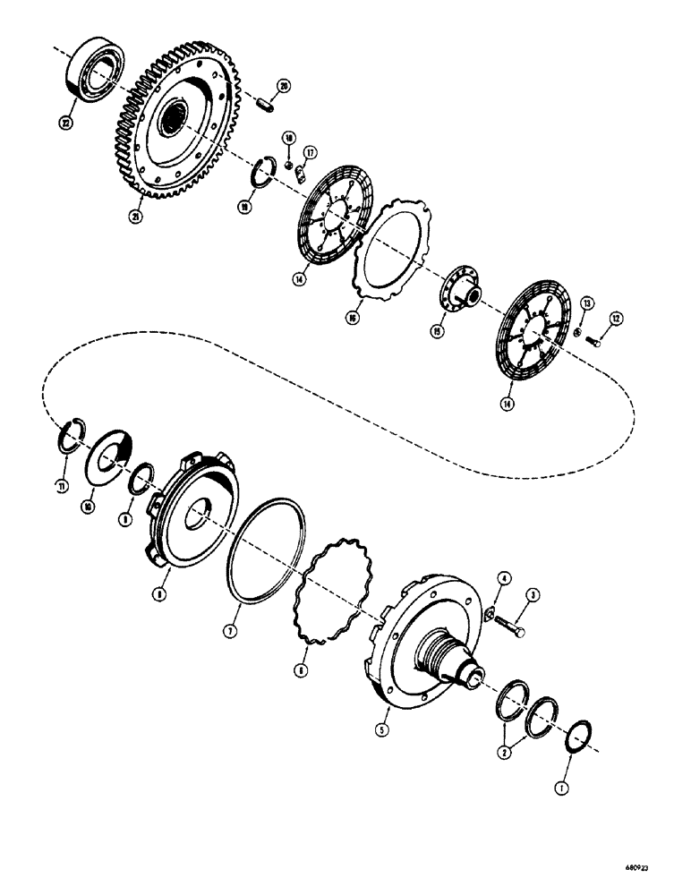 Схема запчастей Case 825 - (118) - TRANSMISSION, HIGH RANGE CLUTCH AND TRANSFER GEAR (03) - TRANSMISSION