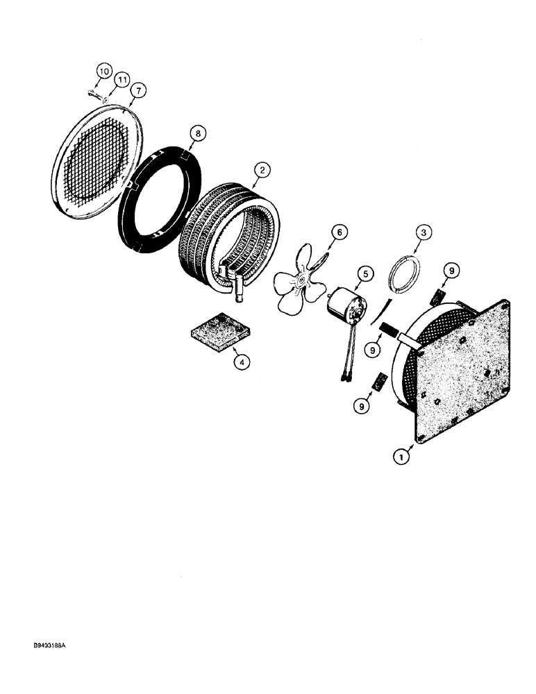 Схема запчастей Case 480F - (9-142) - CAB HEATER (09) - CHASSIS/ATTACHMENTS