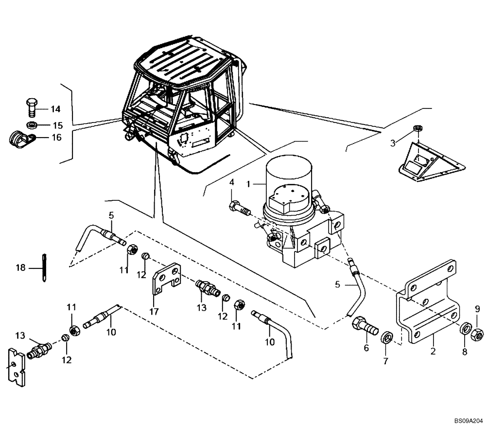 Схема запчастей Case 327B - (94A02000529[001]) - AUTO GREASING, FRONT FRAME (P.I.N. HHD0327BN7PG57000 AND AFTER) (84189299) (09) - Implement / Hydraulics / Frame / Brakes