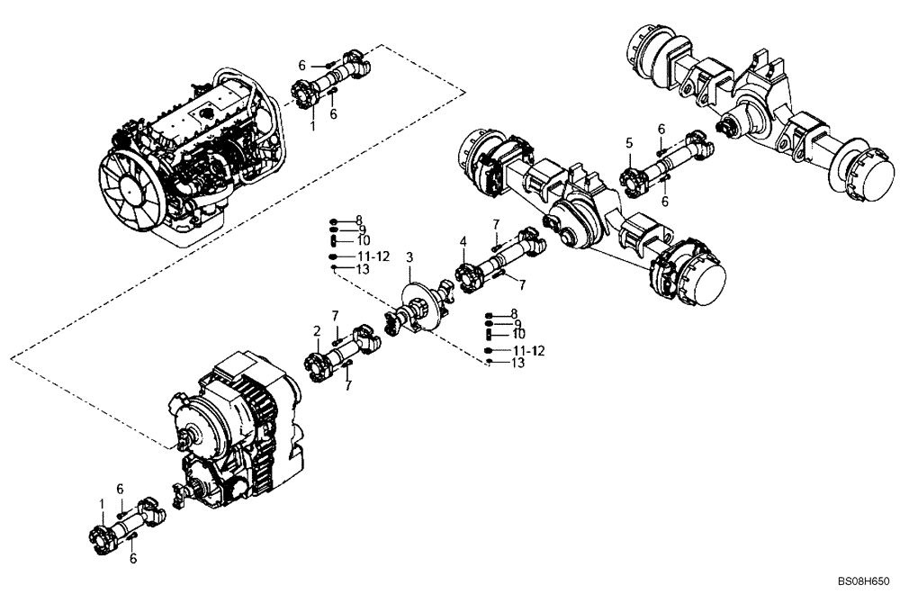 Схема запчастей Case 327B - (24A00000764[001]) - SECTION INDEX, PROPELLER SHAFT INSTAL (P.I.N. HHD0327BN7PG57000 AND AFTER) (84147380) (03) - Converter / Transmission