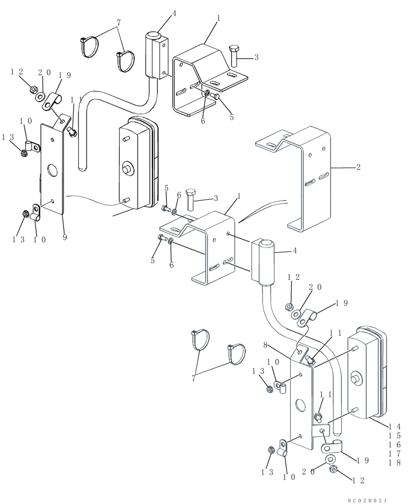 Схема запчастей Case 445CT - (04-21) - MOUNTING - LAMP ASSY, COMBINATION, FRONT (04) - ELECTRICAL SYSTEMS