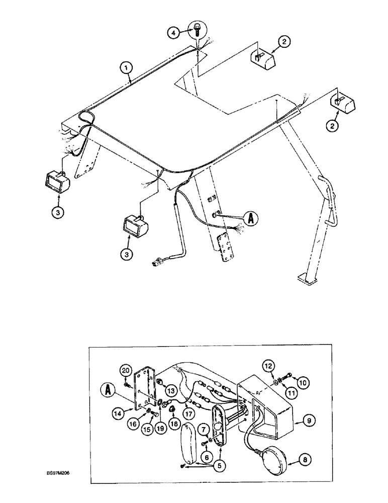 Схема запчастей Case 570LXT - (4-30) - TRACTOR LAMP ELECTRICAL CIRCUIT, 570LXT SHORT ROPS CANOPY W/MINIMAL ROOF (04) - ELECTRICAL SYSTEMS