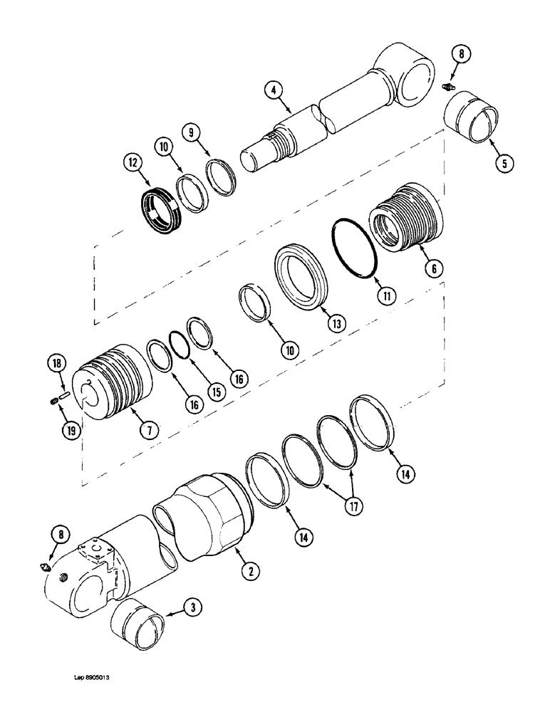 Схема запчастей Case 1088 - (8G-38) - TOOL CYLINDER, P.I.N. FROM 19801 TO 20234 (08) - HYDRAULICS