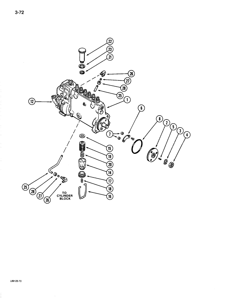 Схема запчастей Case 1187B - (3-72) - FUEL INJECTION PUMP, 504BDT ENGINE (03) - FUEL SYSTEM