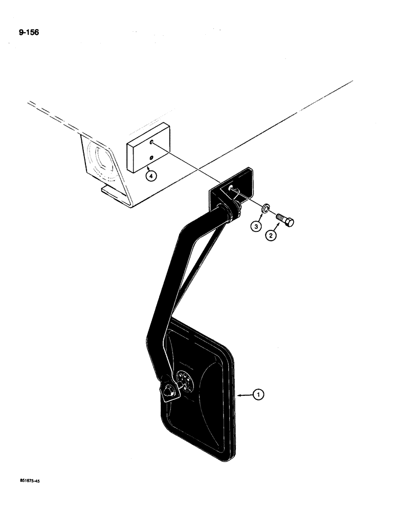 Схема запчастей Case 680L - (9-156) - REAR VIEW MIRROR, CAB AND CANOPY MODELS (09) - CHASSIS/ATTACHMENTS