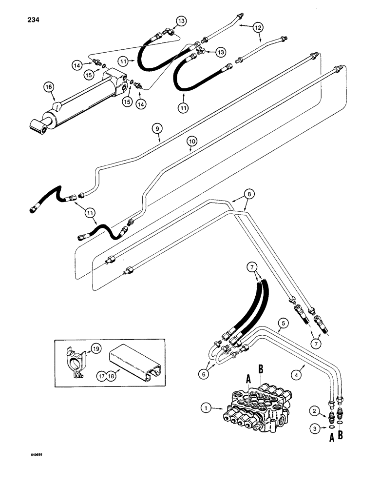 Схема запчастей Case 880C - (234) - TOOL CYLINDER HYDRAULICS FOR E BOOM, PIN 6205456 AND AFTER (07) - HYDRAULIC SYSTEM