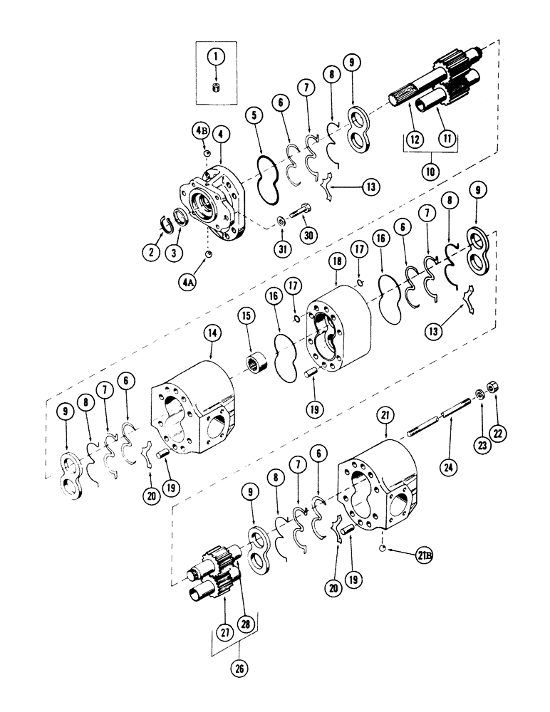 Схема запчастей Case 50 - (8-150) - MAIN HYDRAULIC PUMP, (USED WITH CASE 504BDT DIESEL ENGINE) (08) - HYDRAULICS