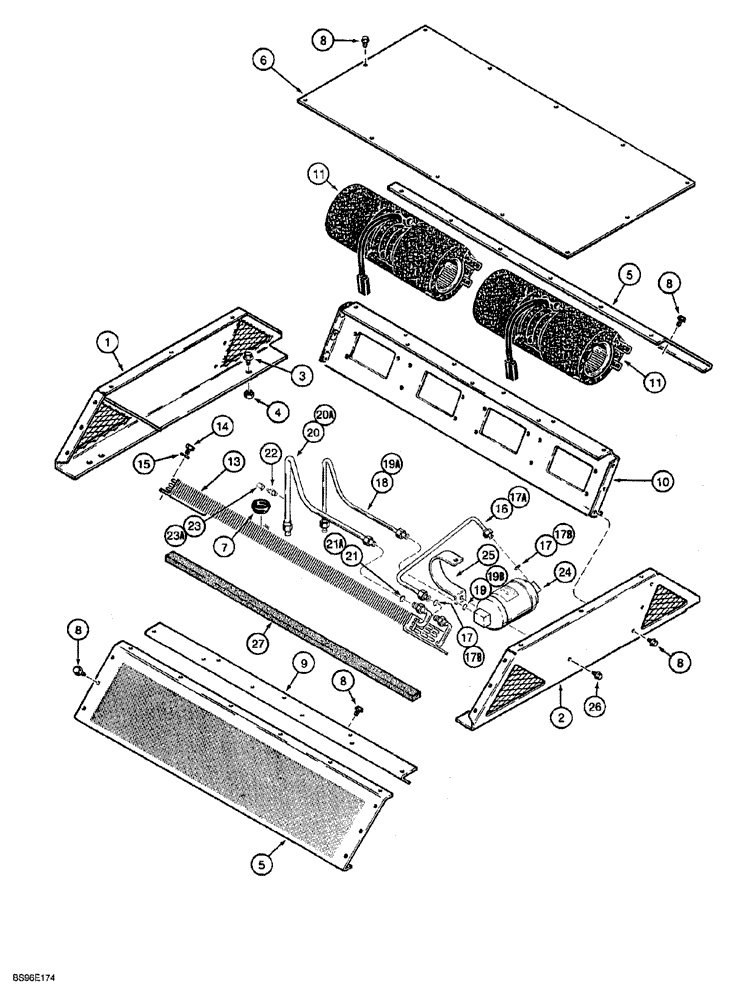 Схема запчастей Case 850G - (9-70) - AIR CONDITIONING SYSTEM - COVERS AND MOUNTING - ABOVE CAB ROOF (05) - UPPERSTRUCTURE CHASSIS