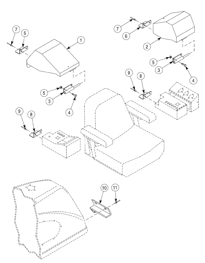 Схема запчастей Case 6030 - (09-20) - CONSOLE, CONTROL COVERS, ANTI (09) - CHASSIS/ATTACHMENTS