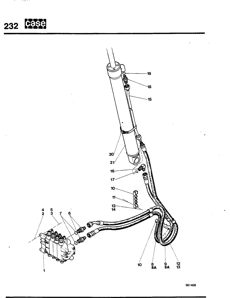 Схема запчастей Case 580G - (232) - AXIAL BACKHOE - DIPPER CYLINDER HYDRAULIC CIRCUIT (08) - HYDRAULICS