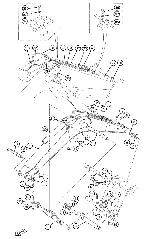 Схема запчастей Case 9020 - (9-46) - BOOM, MOUNTING PINS AND CYLINDERS (09) - CHASSIS