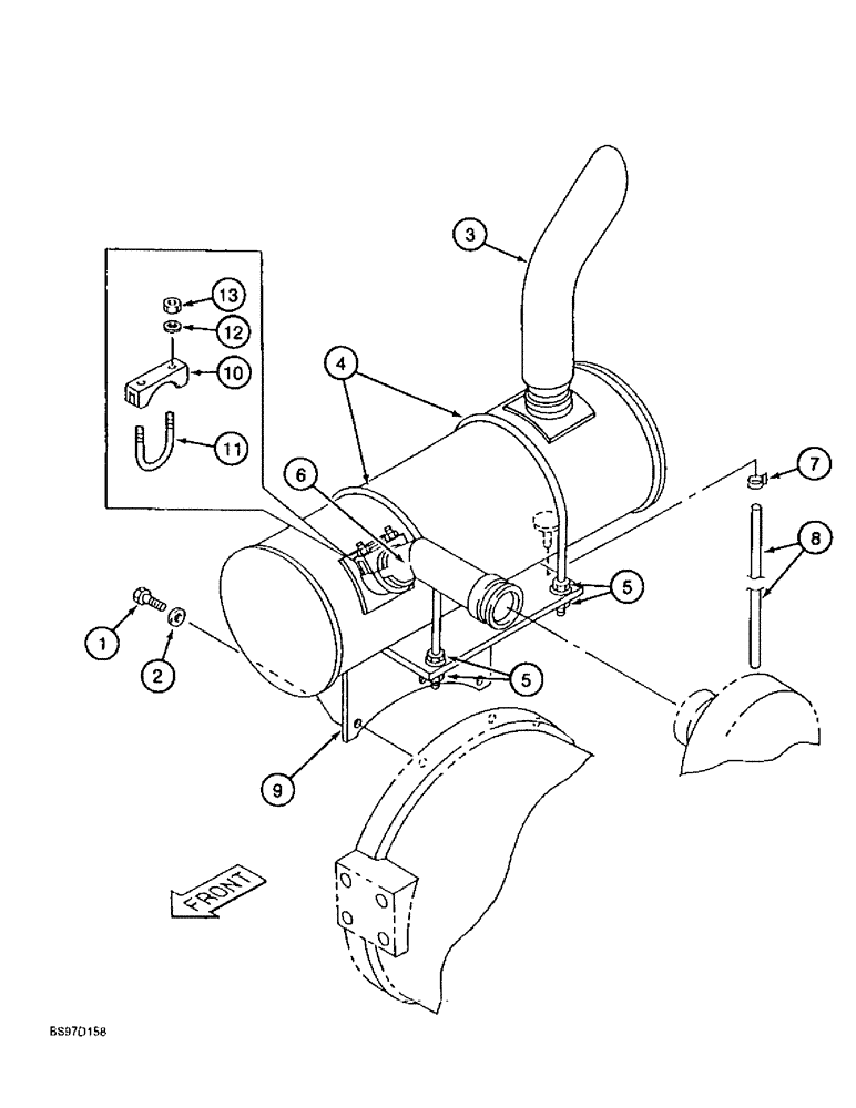 Схема запчастей Case 9010B - (2-022) - MUFFLER AND EXHAUST SYSTEM, P.I.N. DAC01#2001 AND AFTER (02) - ENGINE