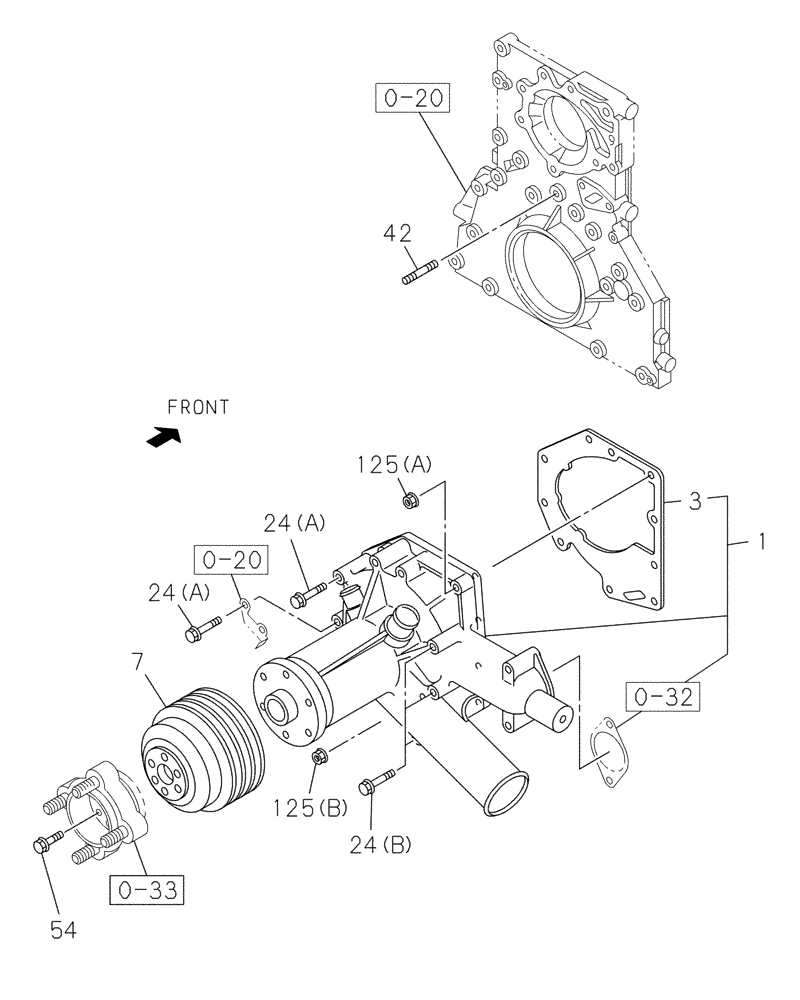 Схема запчастей Case CX350C - (02-018[01]) - WATER PUMP SYSTEM (02) - ENGINE