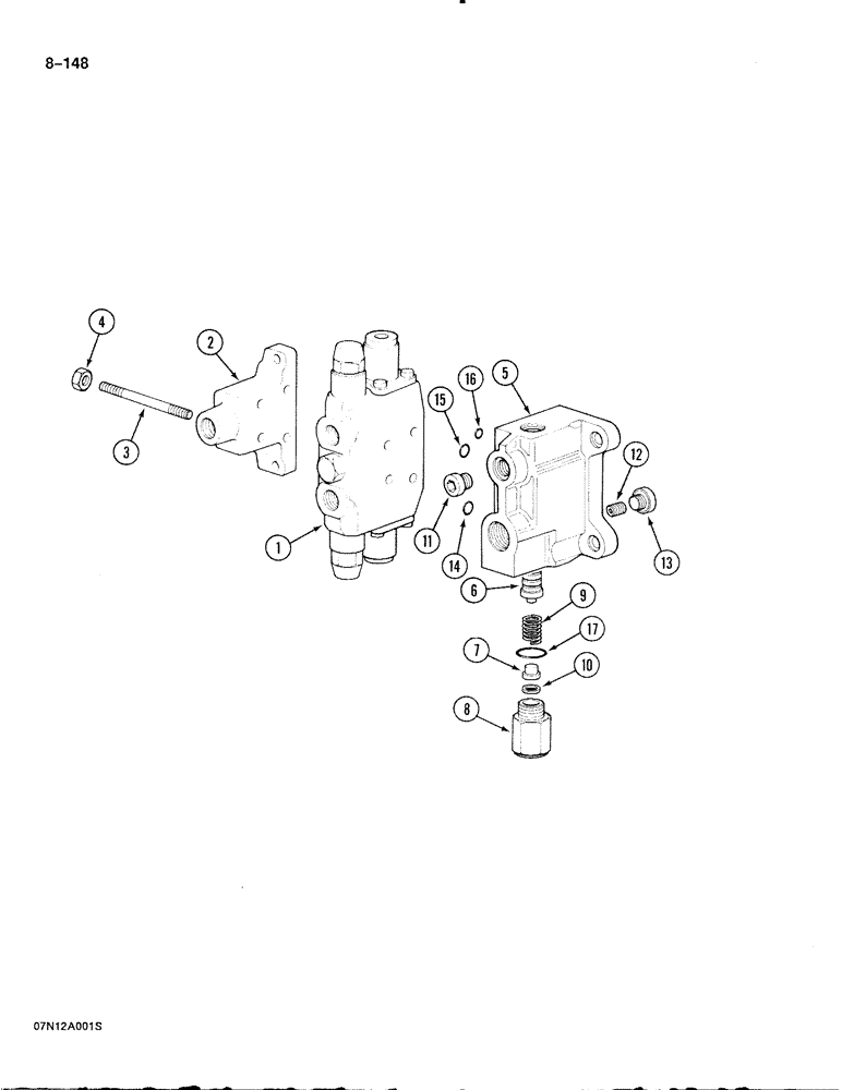 Схема запчастей Case 888 - (8-148) - CONTROL VALVE FOR OPTIONS, FOR WRIST-O-TWIST ROTATOR, P.I.N. FROM 74163 TO XXXXX (08) - HYDRAULICS