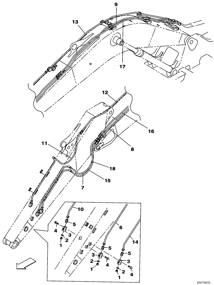 Схема запчастей Case CX160B - (08-41) - SECOND OPTION LINE, 3,10 METER (10 FT 2 IN) ARM (08) - HYDRAULICS