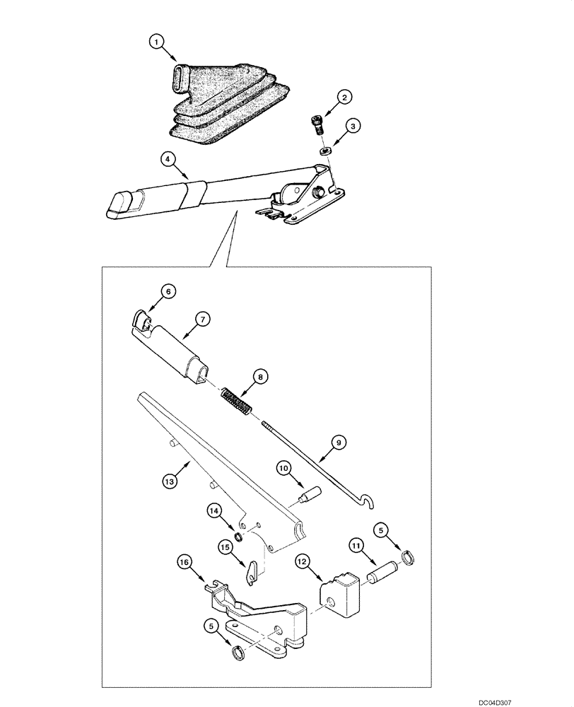 Схема запчастей Case 865 - (07.02[00]) - PARKING BRAKE ACTUATING LEVER (07) - BRAKES