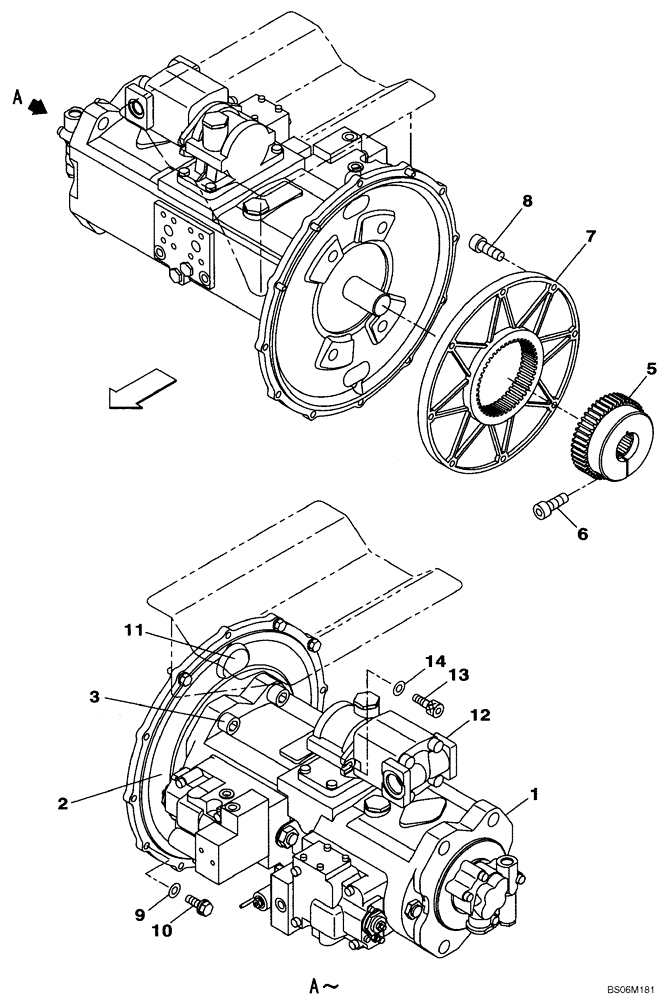 Схема запчастей Case CX290B - (08-04) - PUMP ASSY, HYDRAULIC - WITH AUXILIARY HYDRAULIC - COUPLING (08) - HYDRAULICS