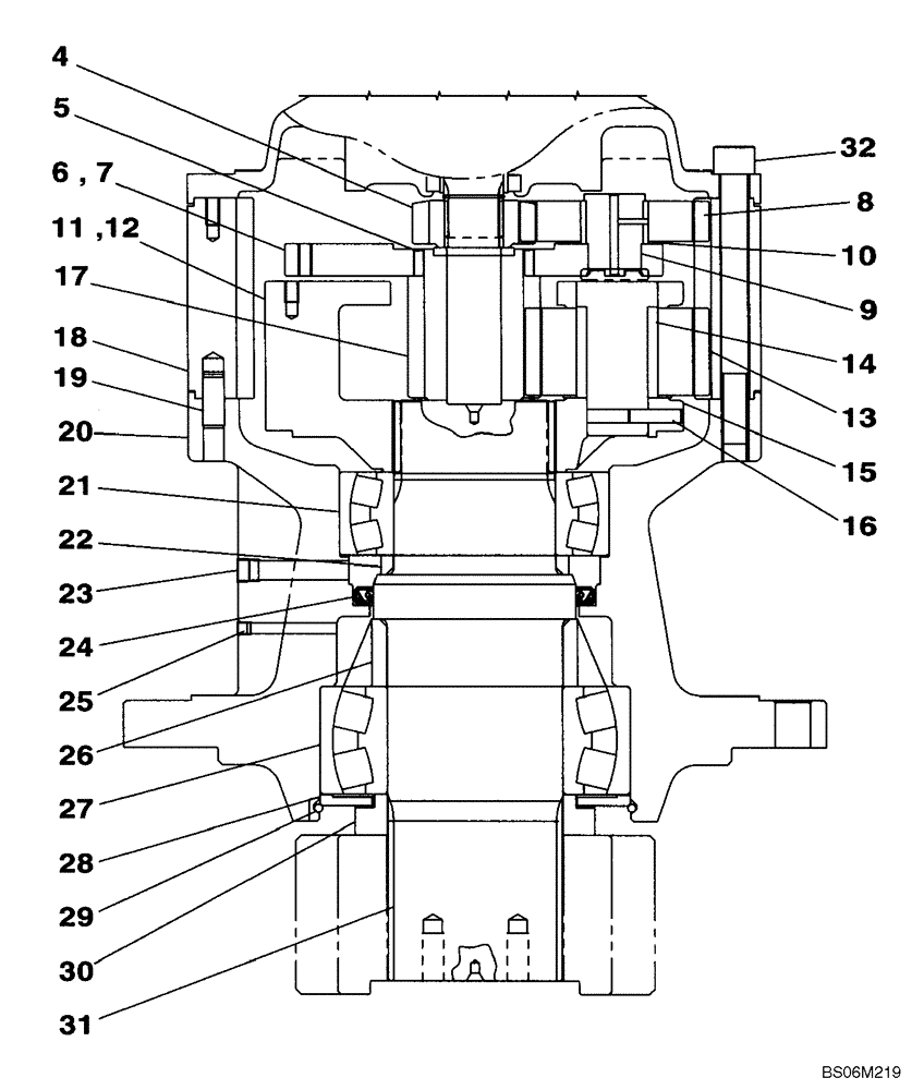 Схема запчастей Case CX290B - (08-53) - GEAR ASSY, REDUCTION - MOTOR, SWING (08) - HYDRAULICS