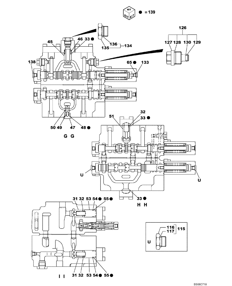 Схема запчастей Case CX330 - (08-205-00[01]) - CONTROL VALVE (08) - HYDRAULICS