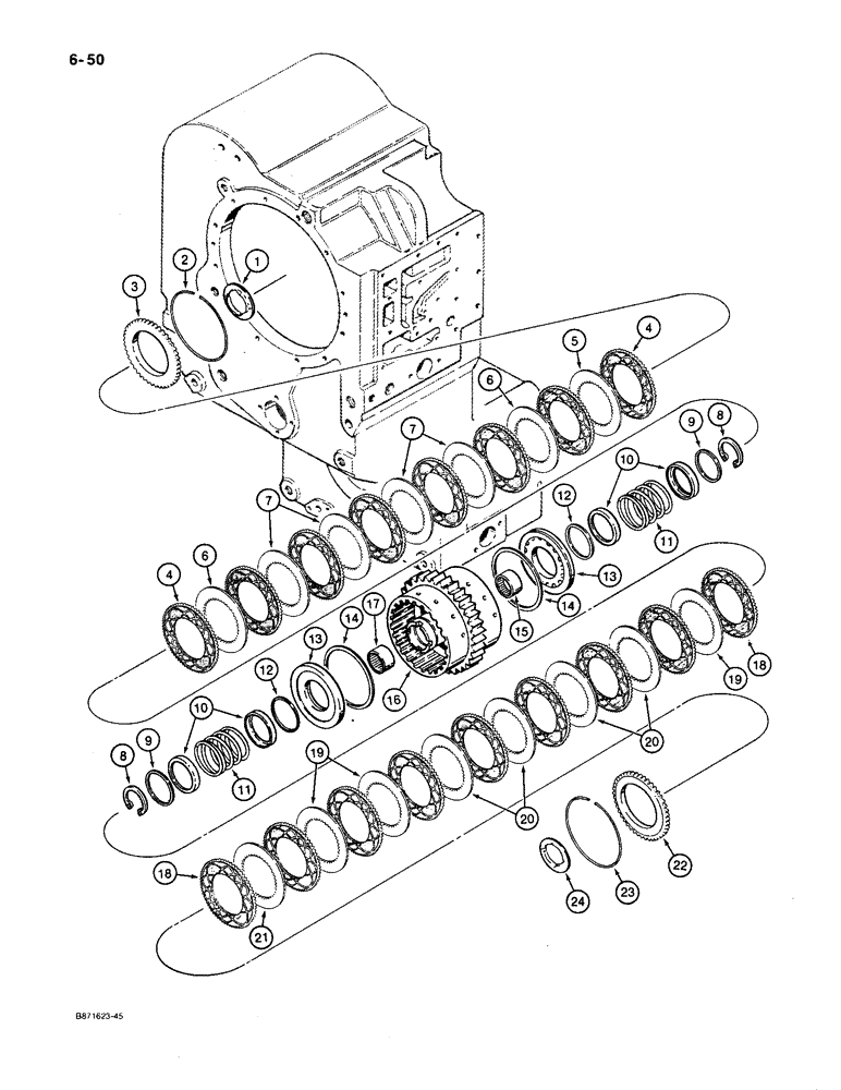 Схема запчастей Case W30 - (6-50) - ZF TRANSMISSION, FORWARD AND LOW CLUTCH PACK (06) - POWER TRAIN