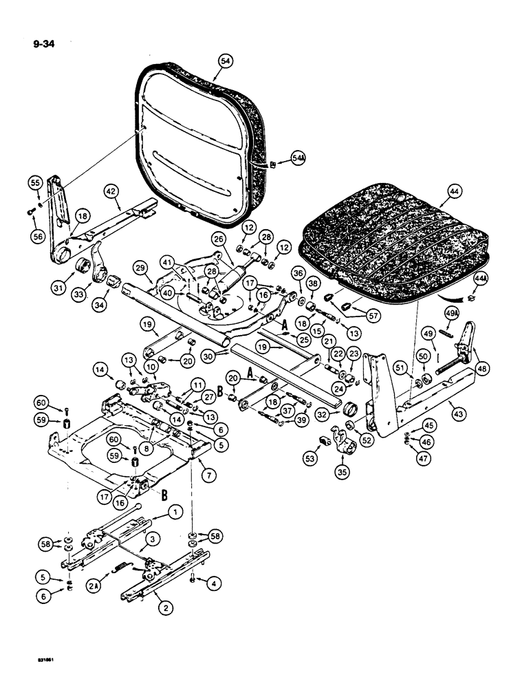 Схема запчастей Case 550 - (9-34) - SUSPENSION SEAT ASSEMBLY (09) - CHASSIS/ATTACHMENTS