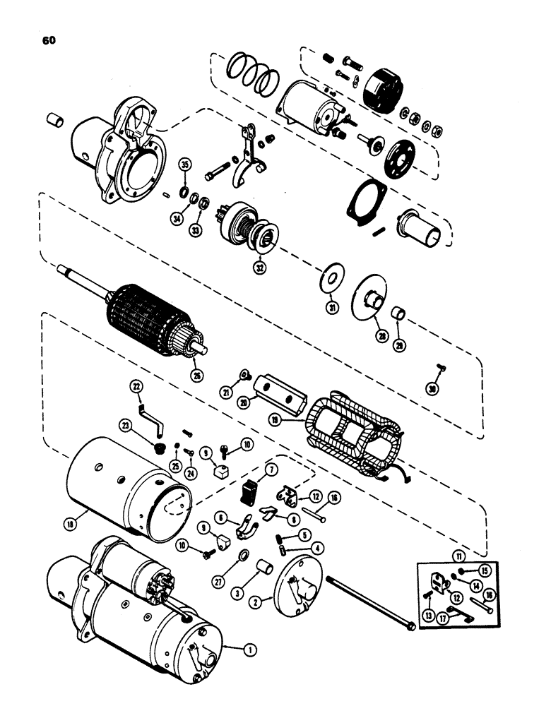 Схема запчастей Case 450 - (060) - R29870 STARTER, (188) DIESEL ENGINE, WITH 10 TOOTH DRIVE PINION (06) - ELECTRICAL SYSTEMS