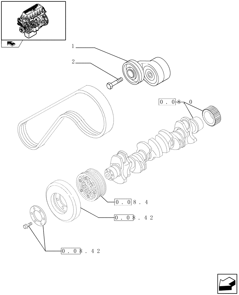 Схема запчастей Case F3BE0684J E902 - (0.08.4/ A) - PULLEY - CRANHSHAFT (504087154) 