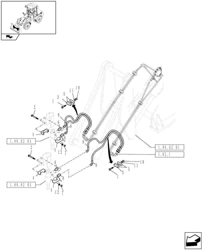 Схема запчастей Case 221E - (540[02]) - HYDRAULIC QUICK TOOL COUPLER (18) - VARIATIONS