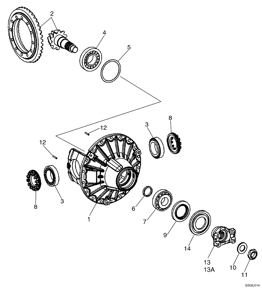 Схема запчастей Case 721E - (06-43) - AXLE, FRONT - DIFFERENTIAL CARRIER (06) - POWER TRAIN