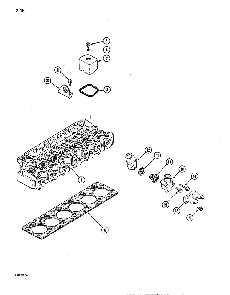 Схема запчастей Case 850D - (2-16) - CYLINDER HEAD COVERS AND GASKET, 6-590 ENGINE, 6T-590 ENGINE (02) - ENGINE