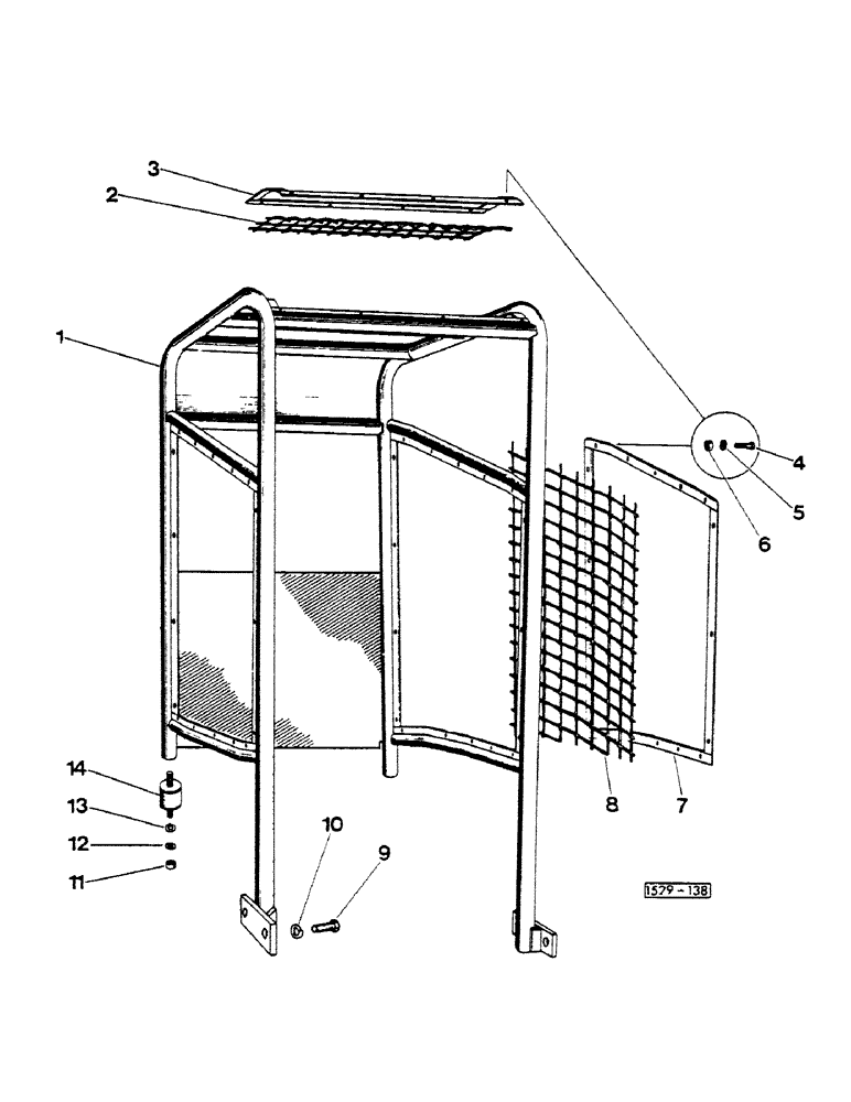 Схема запчастей Case 1529 - (162) - OPEN CAB (90) - PLATFORM, CAB, BODYWORK AND DECALS