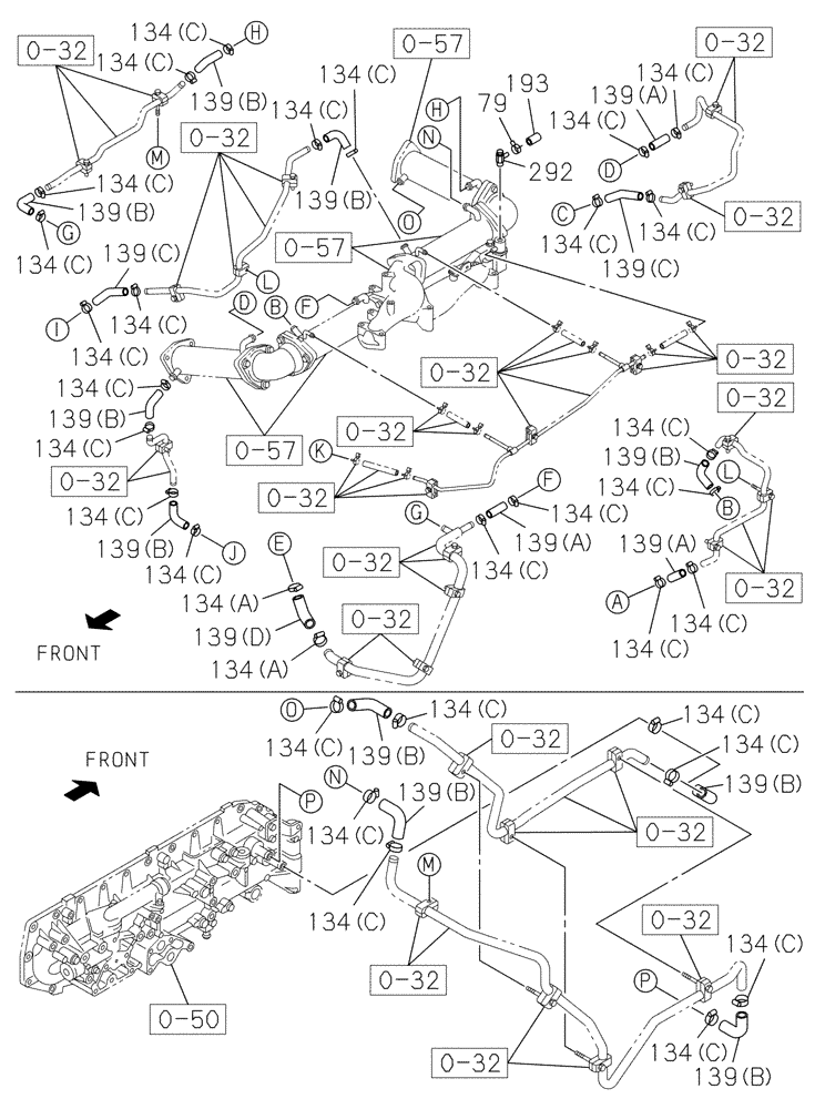 Схема запчастей Case CX470C - (02-031-02[01]) - ENGINE WATER CIRCUIT (01) - ENGINE