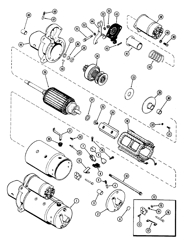 Схема запчастей Case 580 - (073C) - A36582 STARTER, (188) DIESEL ENGINE, USED W/STANDARD CLUTCH (55) - ELECTRICAL SYSTEMS