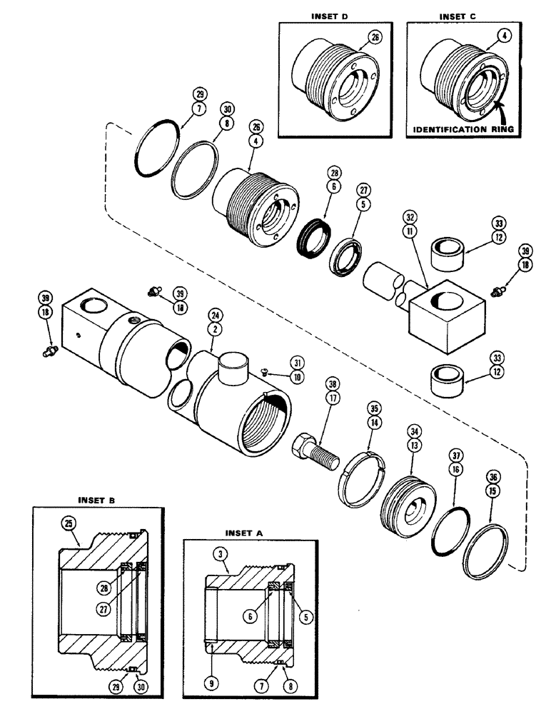 Схема запчастей Case 1530 - (138) - BUCKET CYLINDER USED ON MODELS WITHOUT SELF LEVELING FEATURE (09) - CHASSIS/ATTACHMENTS