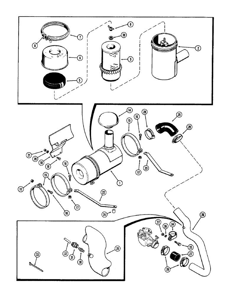 Схема запчастей Case 580B - (082) - AIR CLEANER, (188) SPARK IGNITION ENGINE (02) - ENGINE