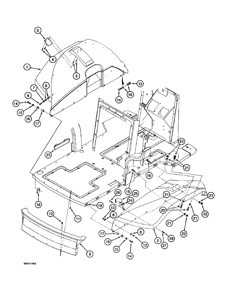 Схема запчастей Case 580SL - (9-078) - REAR FENDERS AND REAR CLOSURE PANEL, ROPS CANOPY MODELS (09) - CHASSIS/ATTACHMENTS