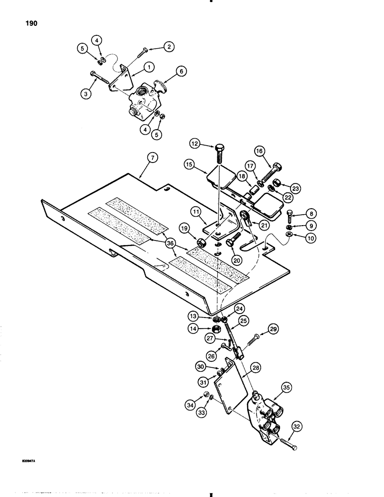 Схема запчастей Case 1845B - (190) - AUXILIARY EQUIPMENT CONTROLS, SELECTOR VALVE AND MOUNTING, BASIC AUXILIARY CONTROL (08) - HYDRAULICS