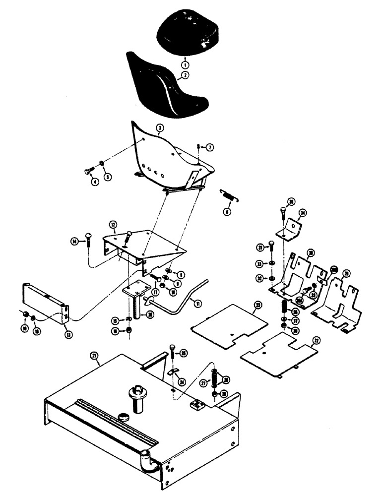 Схема запчастей Case 680CK - (106) - SEAT PLATFORM, FLOOR PLATES AND SEAT (90) - PLATFORM, CAB, BODYWORK AND DECALS