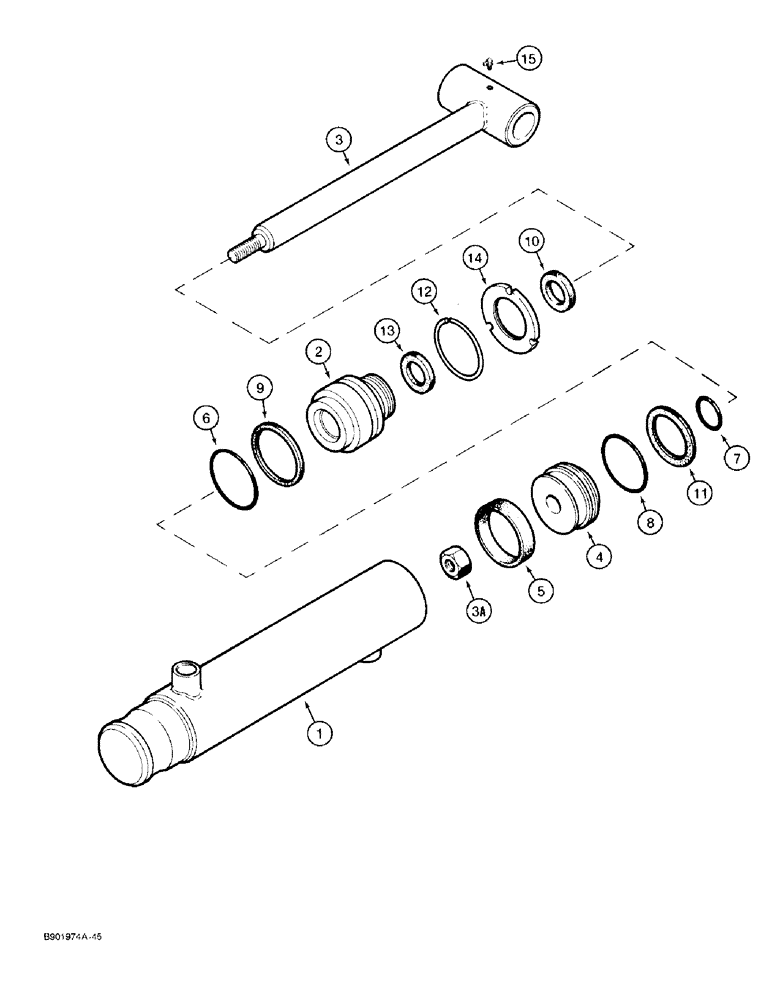 Схема запчастей Case 1825 - (8-30) - BUCKET TILT CYLINDER D136128, PRIOR TO P.I.N. JAF0096313 (08) - HYDRAULICS